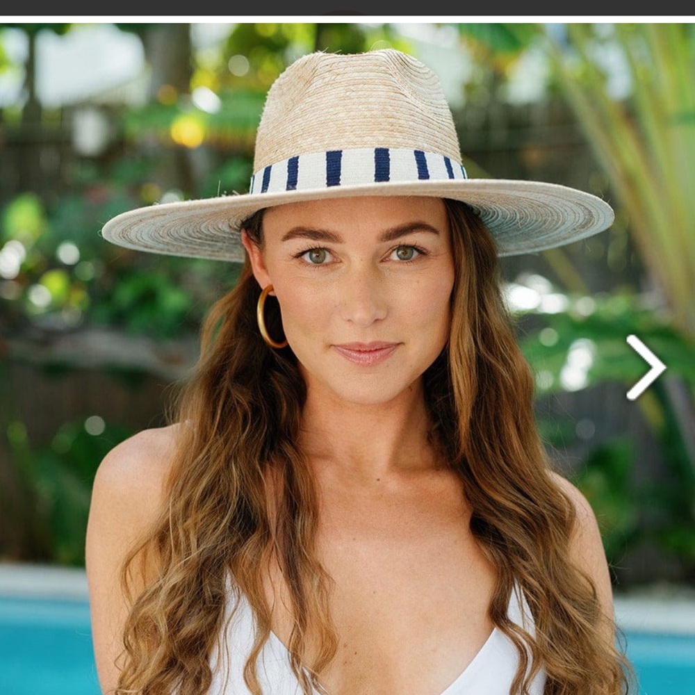 Sunshine Tienda Tan Straw Hat with Black and White Band